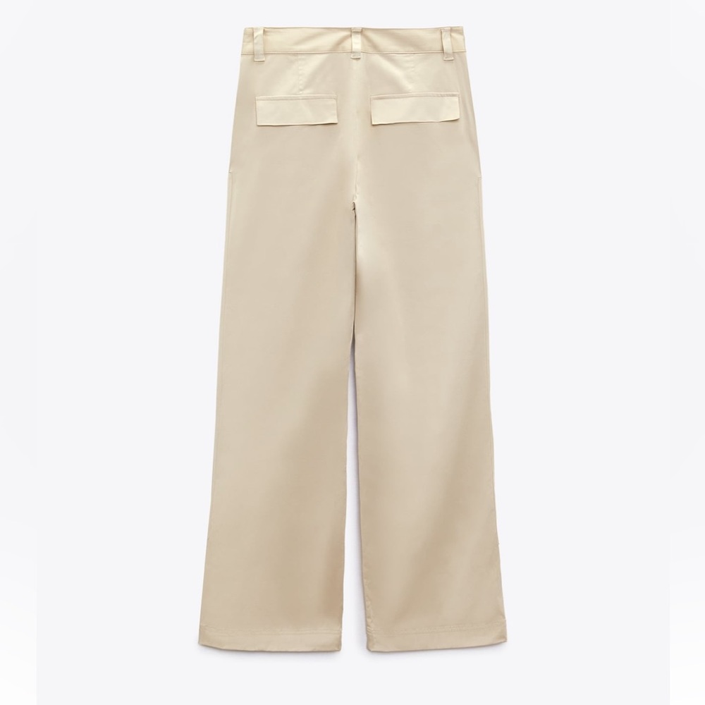 Zara NWOT satin straight leg pocket front cargo pants - Picture 4 of 5